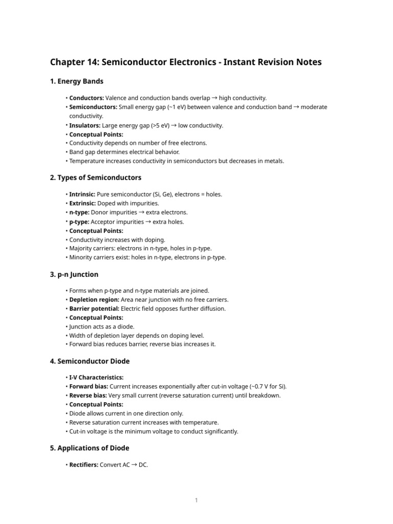 Semiconductor Electronics Notes | PDF | P–N Junction | Diode