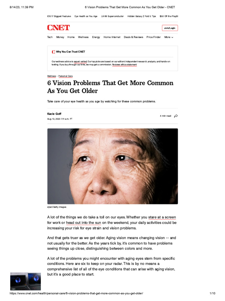 6 Vision Problems That Get More Common As You Get Older - CNET | PDF ...