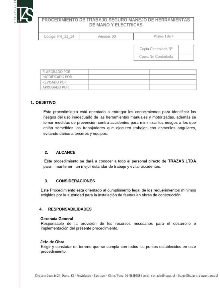 PROCEDIMIENTO DE USO HERRAMIENTAS ELECTRICAS | PDF | Perforar | Bienes ...