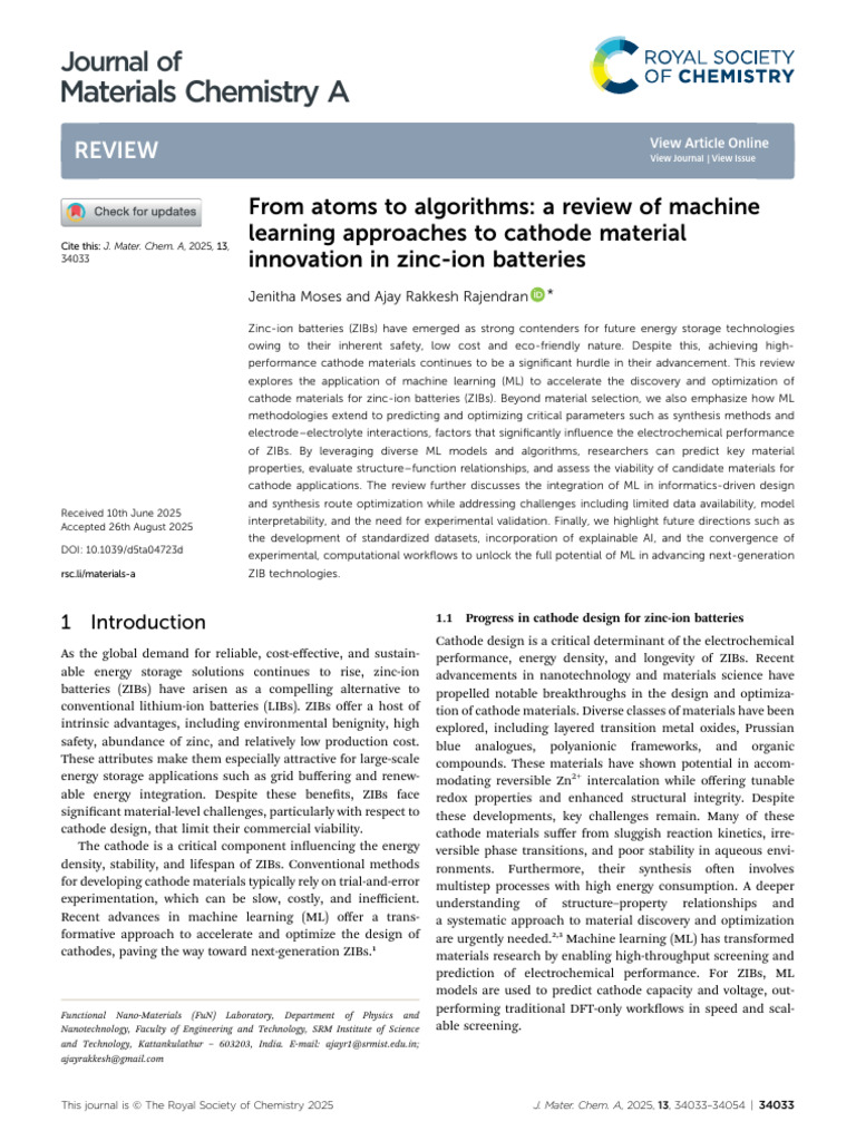 From Atoms To Algorithms A Review of Machine Learning Approaches To ...