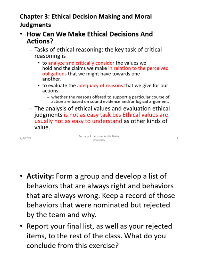 Civics & Moral Education - Chapter 3 | PDF | Argument | Reason