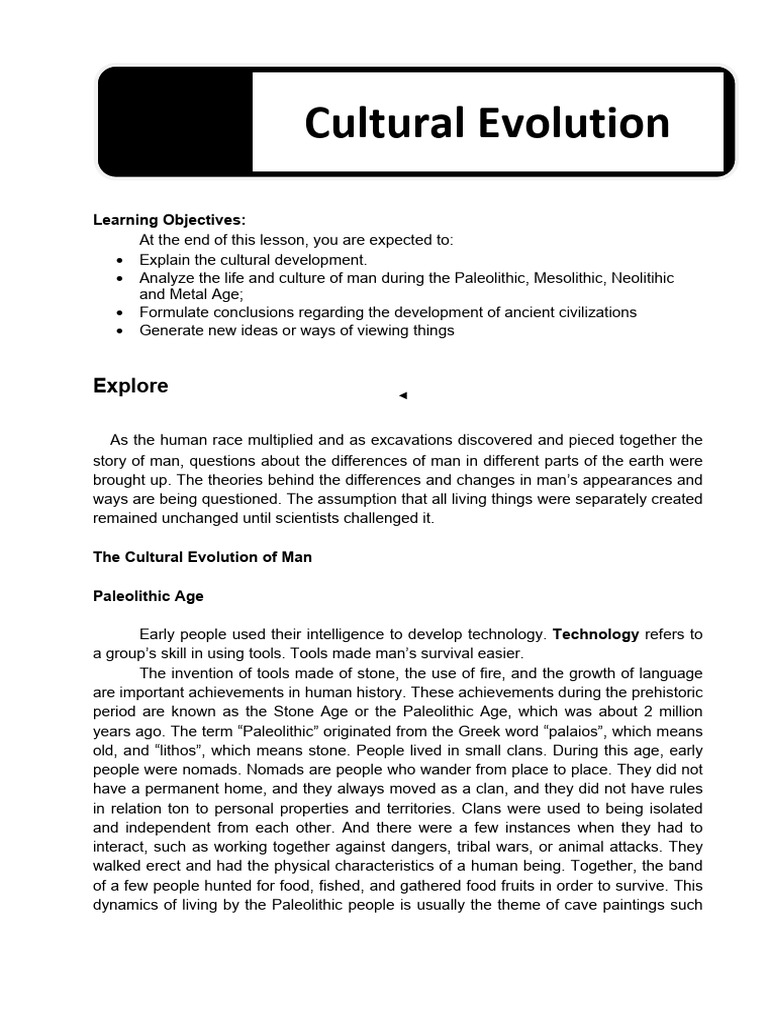 Lesson 4 - Cultural Evolution | PDF | Neolithic | Stone Age