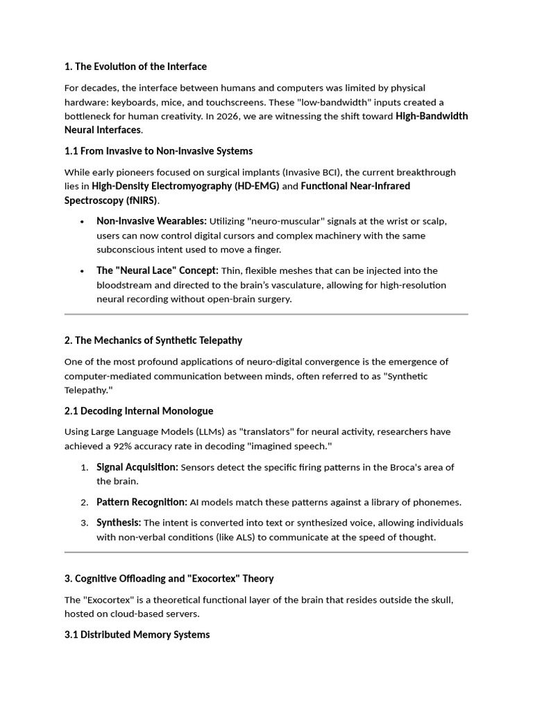 The Neuro-Digital Bridge Principles of Human-Computer Integration | PDF ...