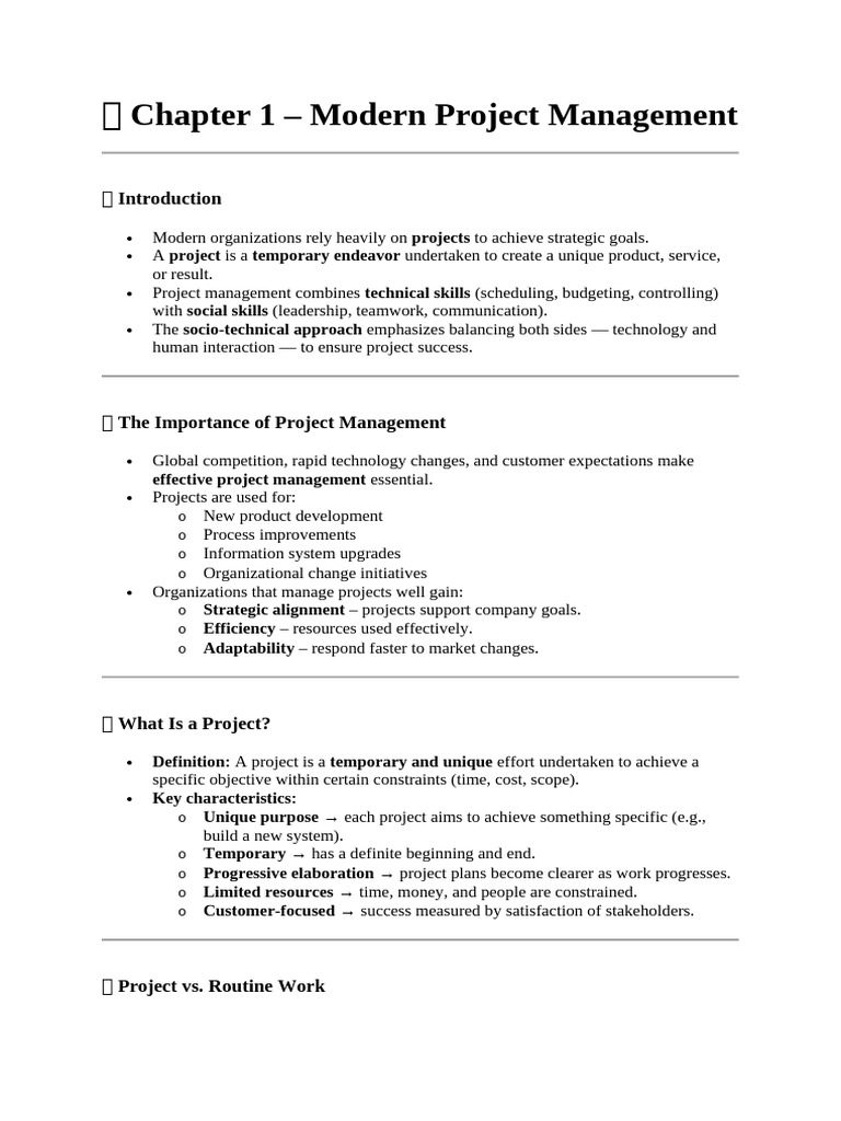 ? Chapter 1 - Modern Project Management | PDF | Project Management ...