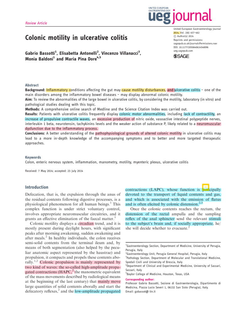 Colonic Motility in Ulcerative Colitis | PDF | Ulcerative Colitis ...