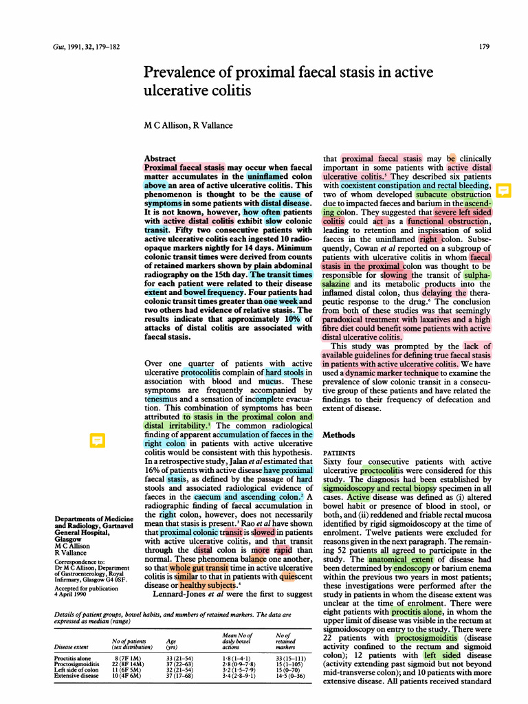 Prevalence of Proximal Faecal Stasis in Active UC | PDF | Ulcerative ...