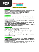 Second Speaker Debate Script Template | PDF