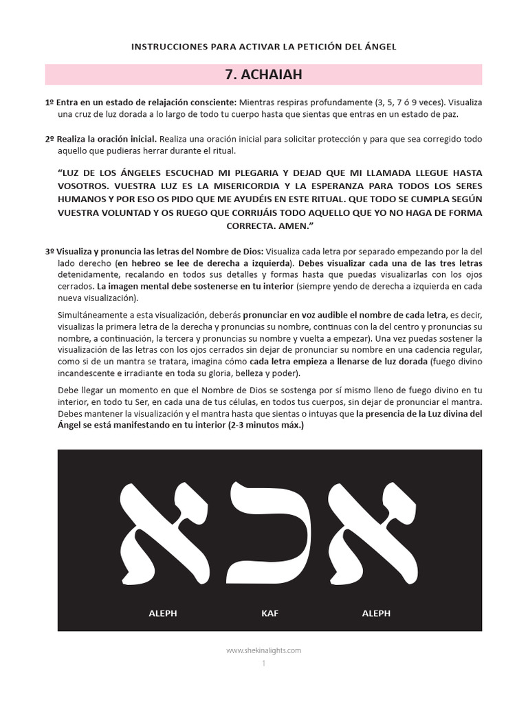Activar Peticion - 7 Achaiah Arcangel Kabala | PDF | Oración | Salmos