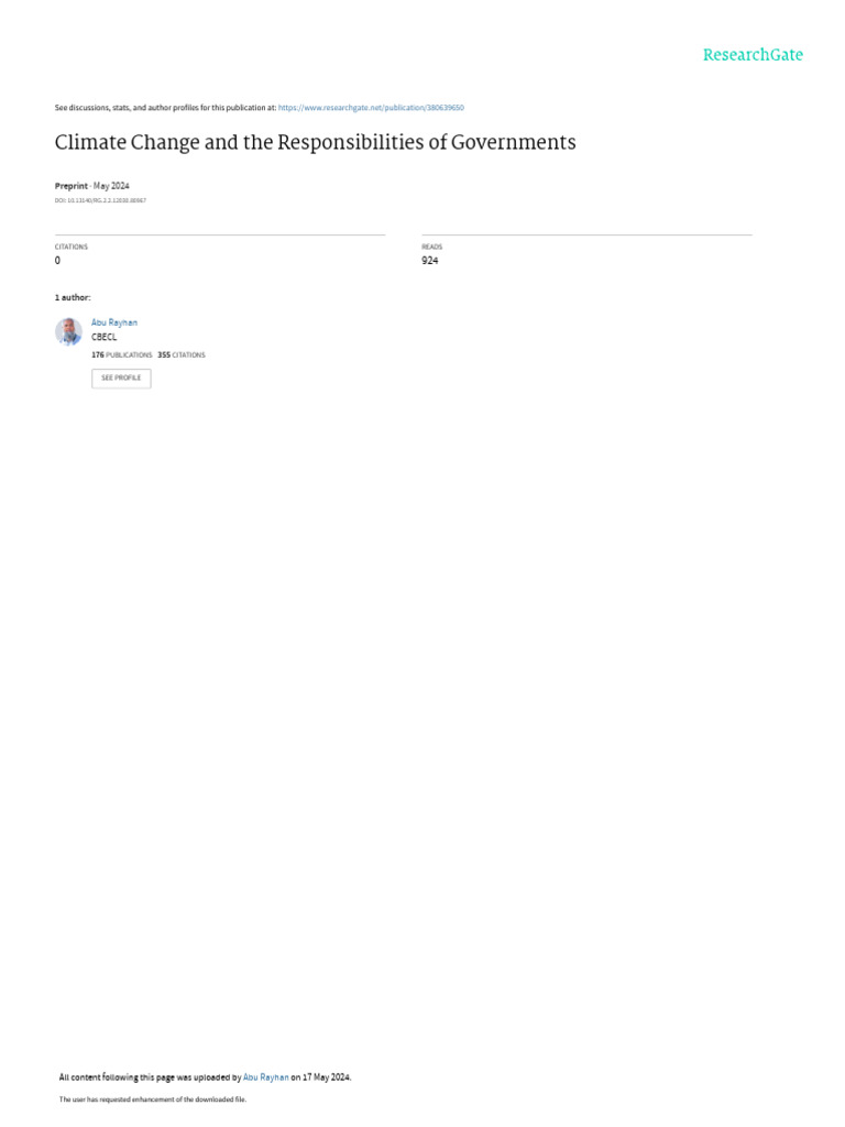 Climate Change and The Responsibilities of Governments | PDF | Climate ...