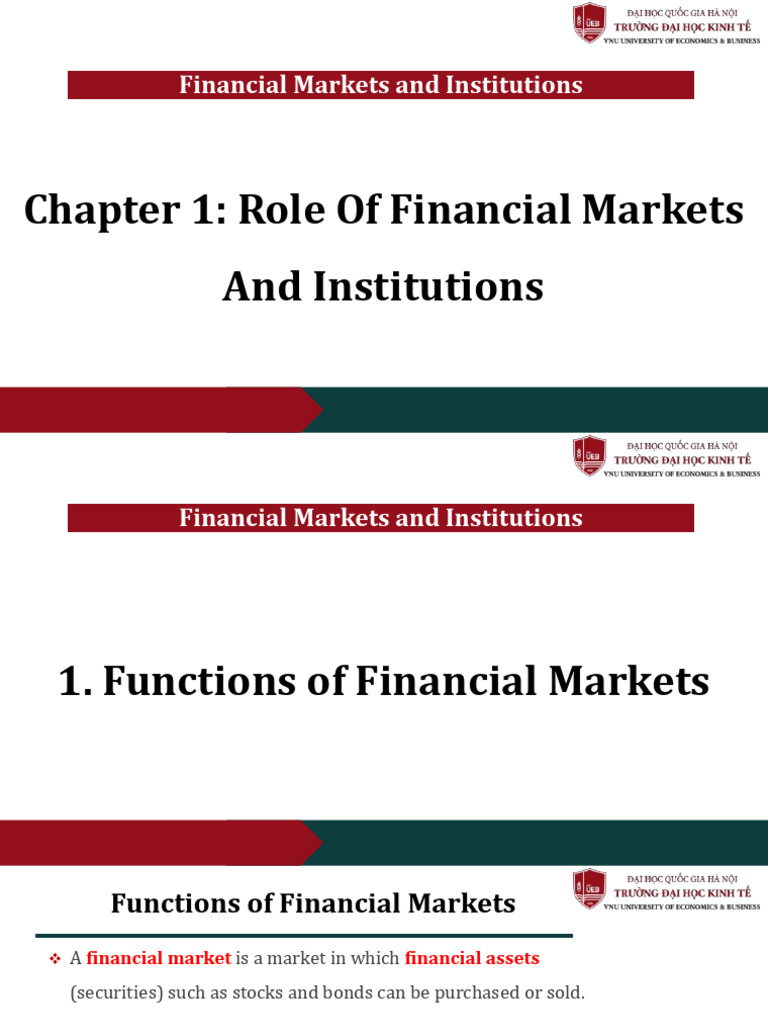 Chapter 1 - Role of Financial Markets and Institutions | PDF ...