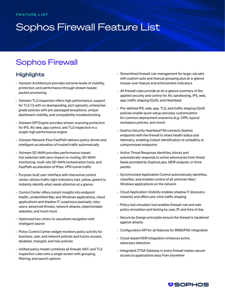 Sophos Firewall Feature List | PDF | Virtual Private Network | Firewall ...
