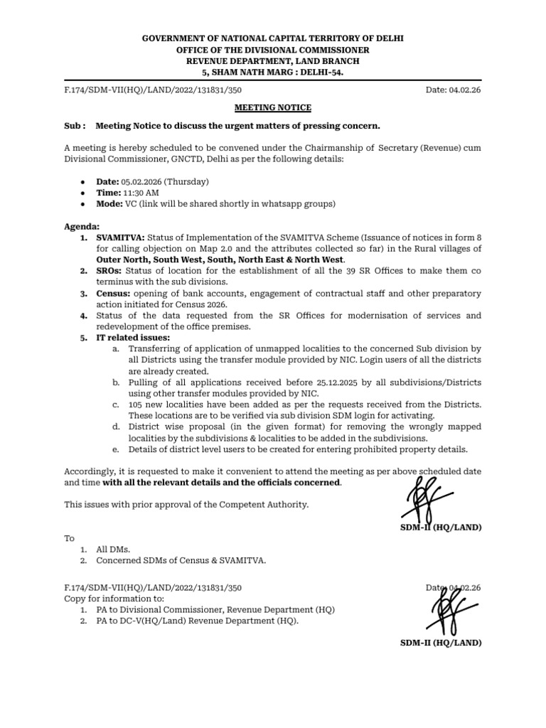 All DMs Meeting Notice - 05.02.2026 (1130AM) | PDF