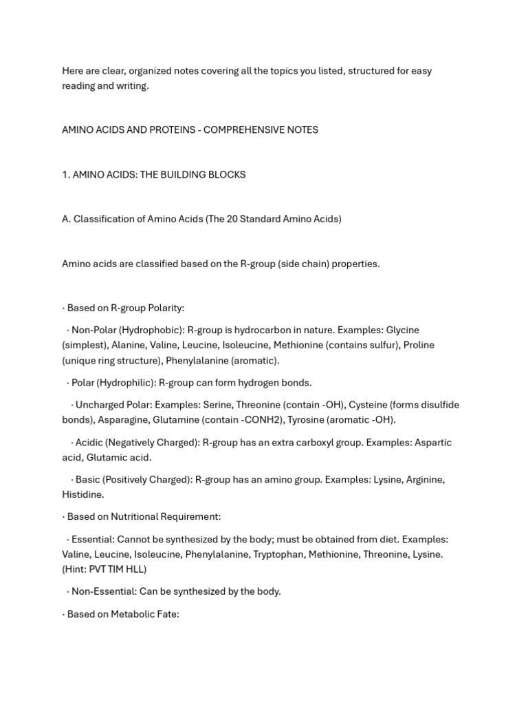 Amino Acids and Proteins | PDF | Amino Acid | Proteins