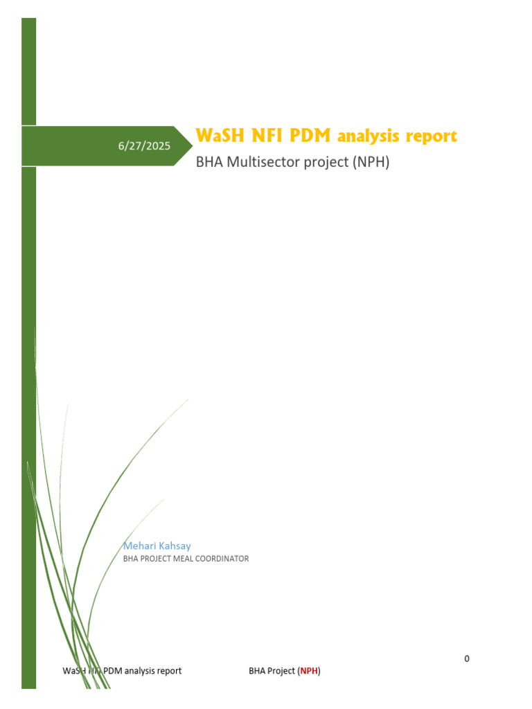 BHA WaSH NFI PDM Analysis Report Tigray 2025 | PDF | Survey Methodology ...