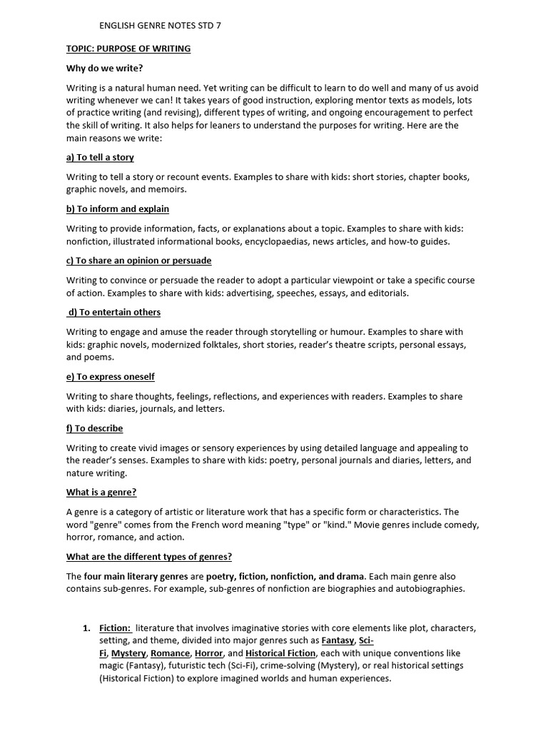 English Notes To Print | PDF | Poetry | Non Fiction