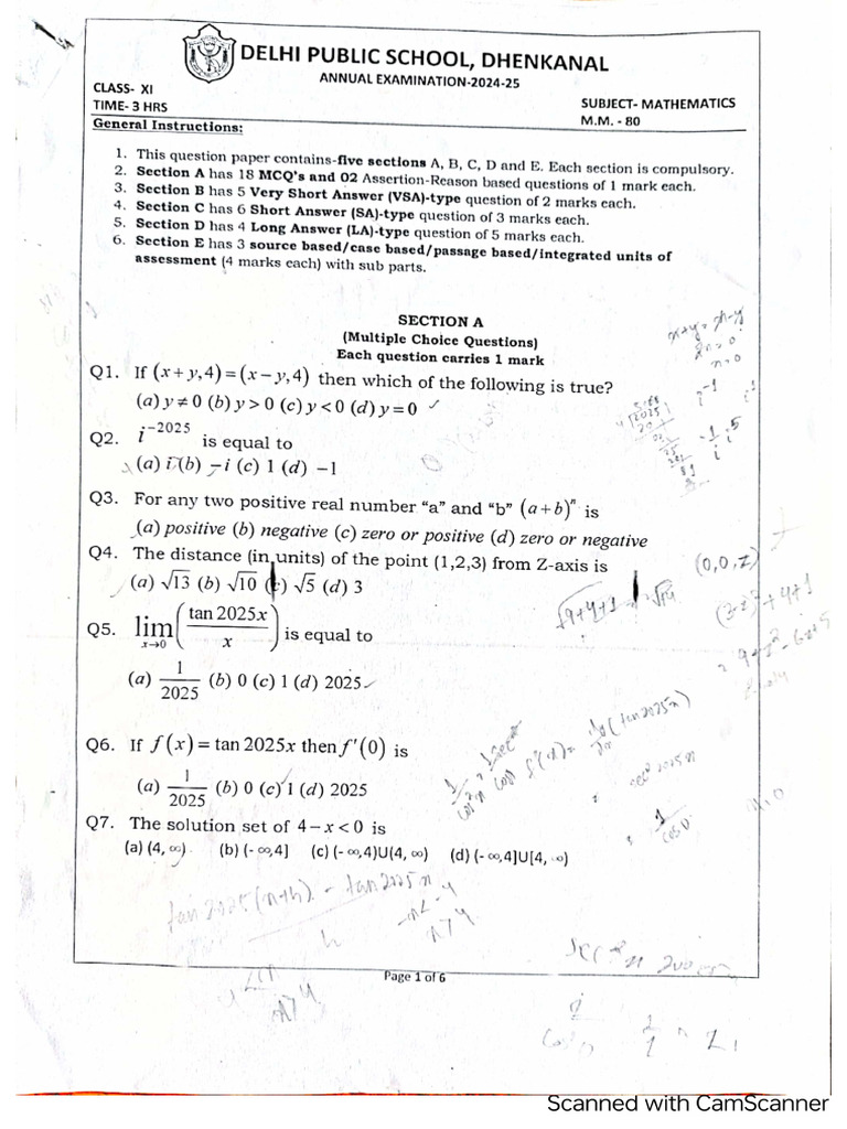 Previous Year Question of DPS (Math) | PDF