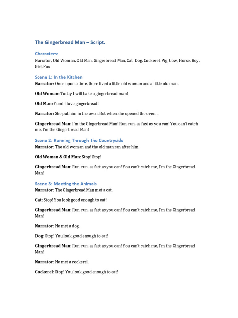 The Gingerbread Man Script | PDF