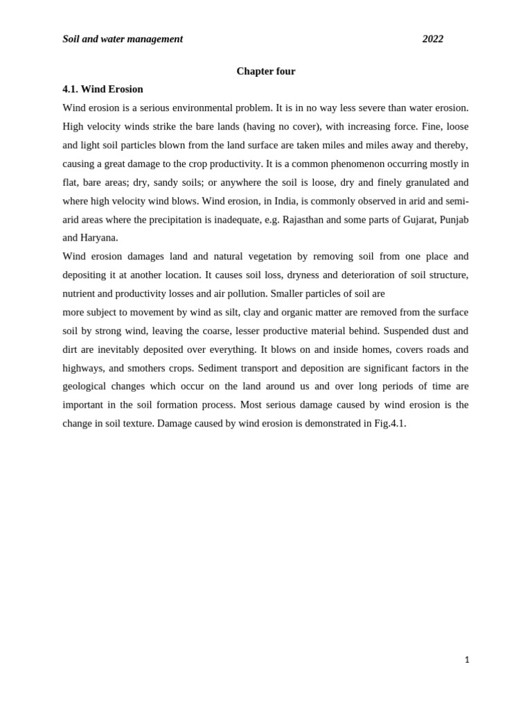 Chapter Four Wind Erosion | PDF | Erosion | Wound