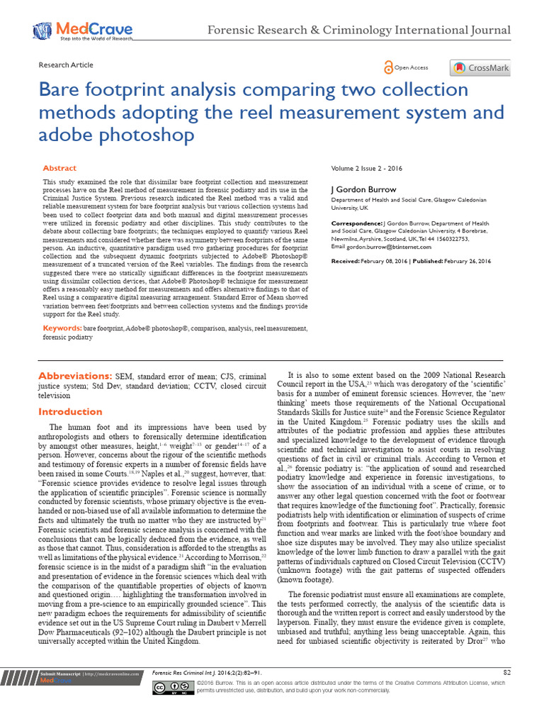 Bare Footprint Analysis Comparing Two Collection Methods | PDF ...