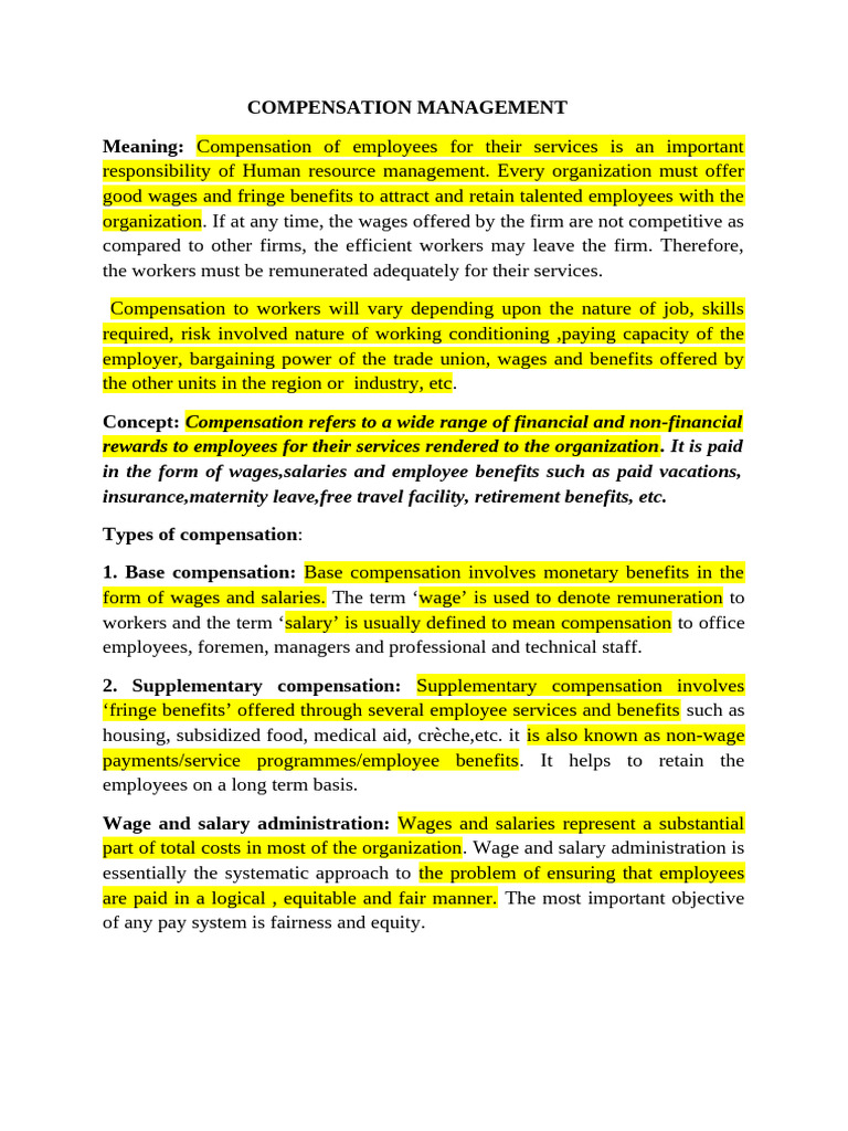 Compensation Management | PDF | Cost Of Living | Employment