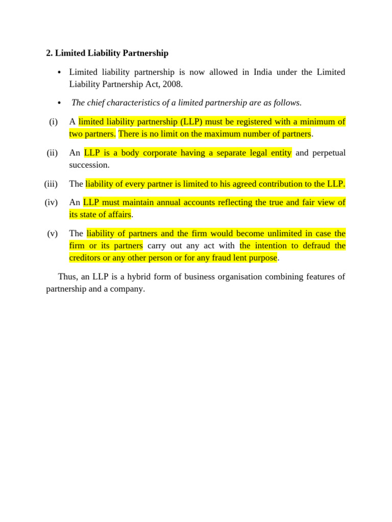 Limited Liability Partnership | PDF