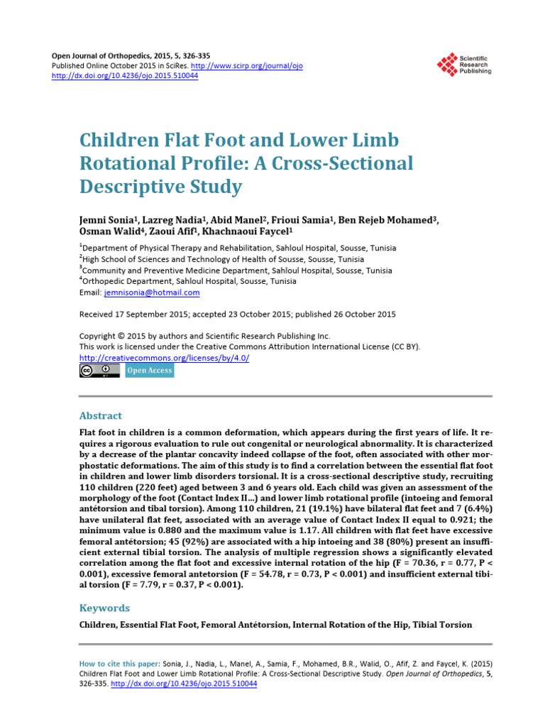 Children Flat Foot and Lower Limb Rotational Profile A Cross-Sectional ...