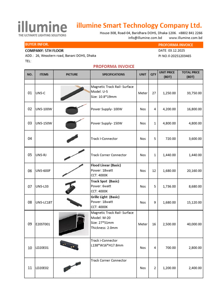 Quotation - Lighting - 5th FLoor - 03 12 2025 | PDF