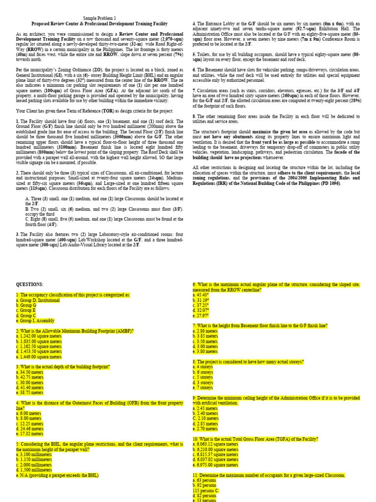 Sample Problem | PDF | Building Engineering | Architectural Design