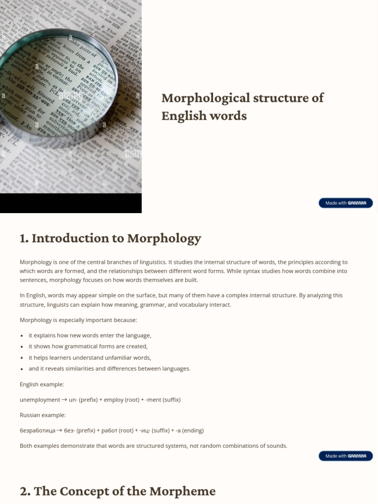 Morphological Structure of English Words | PDF | Morphology ...
