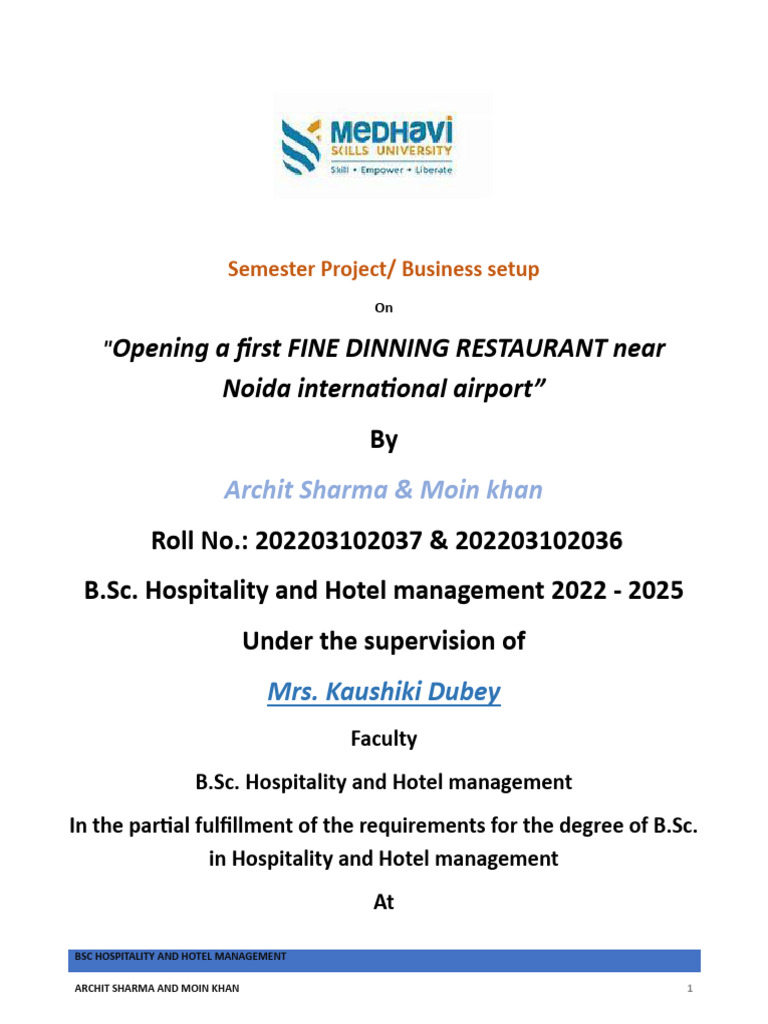 Archit Sharma (Project Report) | PDF | Restaurants | Kebab