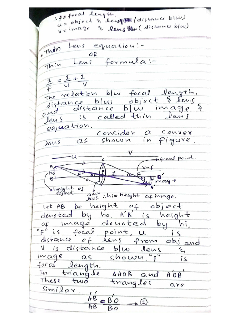 Lens Equation, Paraxial Ray | PDF