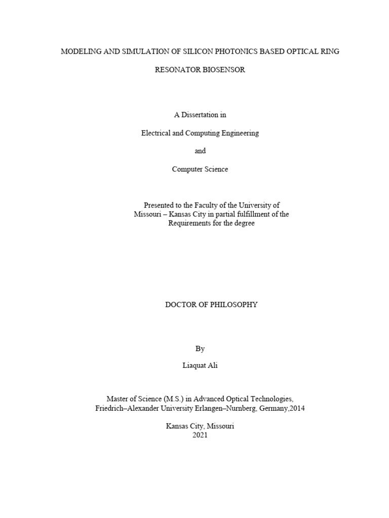 Modeling and Simulation of Silicon Photonics Based Optical Ring ...
