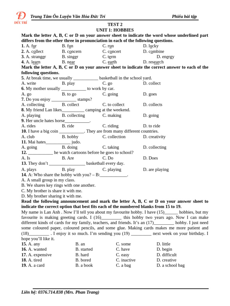 Test 2-Unit 1 (L P 7) | PDF | Postage Stamp