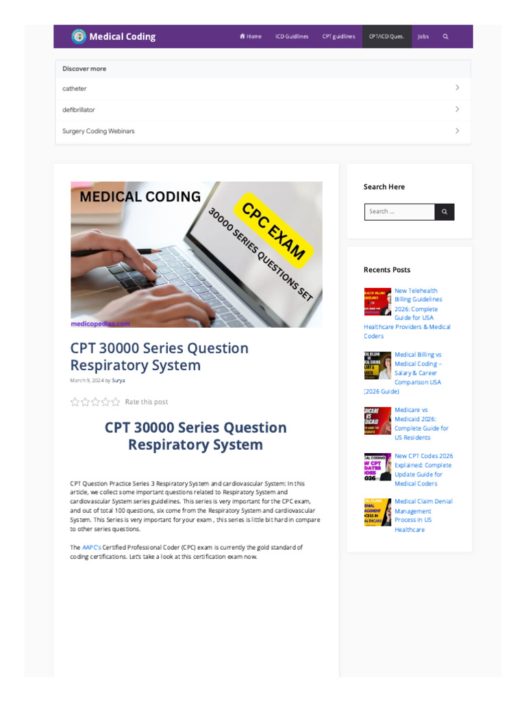 Medicopediaa Com CPT 30000 Series Question Respiratory System | PDF ...