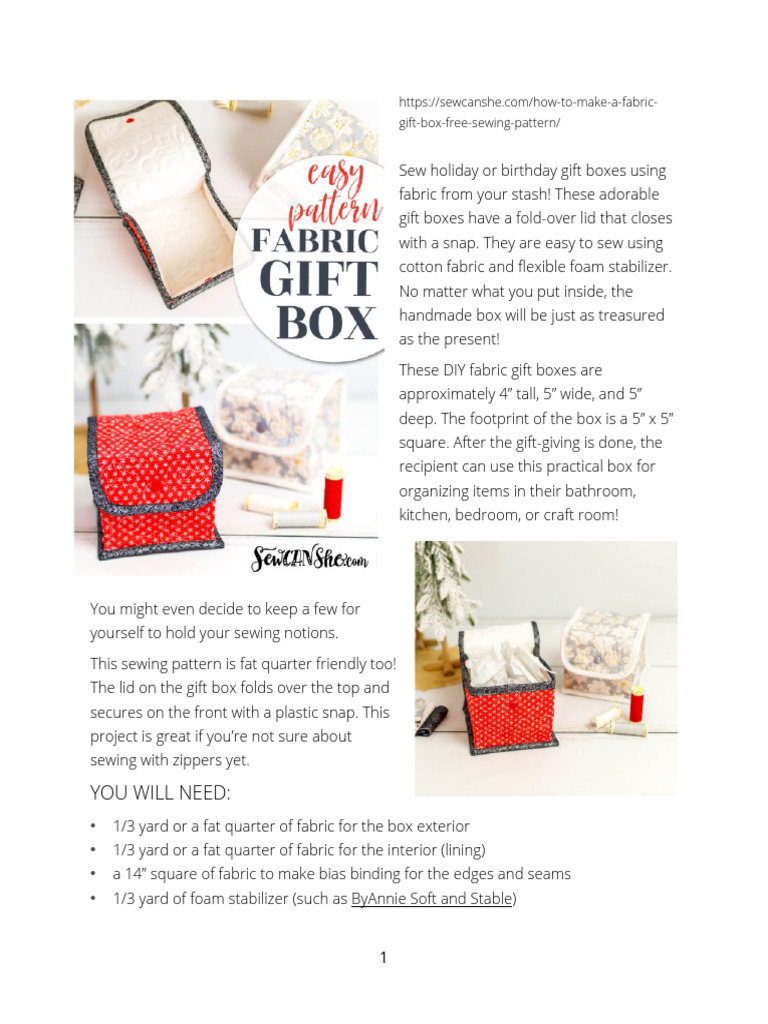 Fabric Gift Boxes Pattern Optimized For Printing | PDF | Seam (Sewing ...