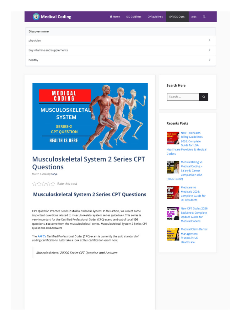 Medicopediaa Com Musculoskeletal System 2 Series CPT Questions | PDF ...