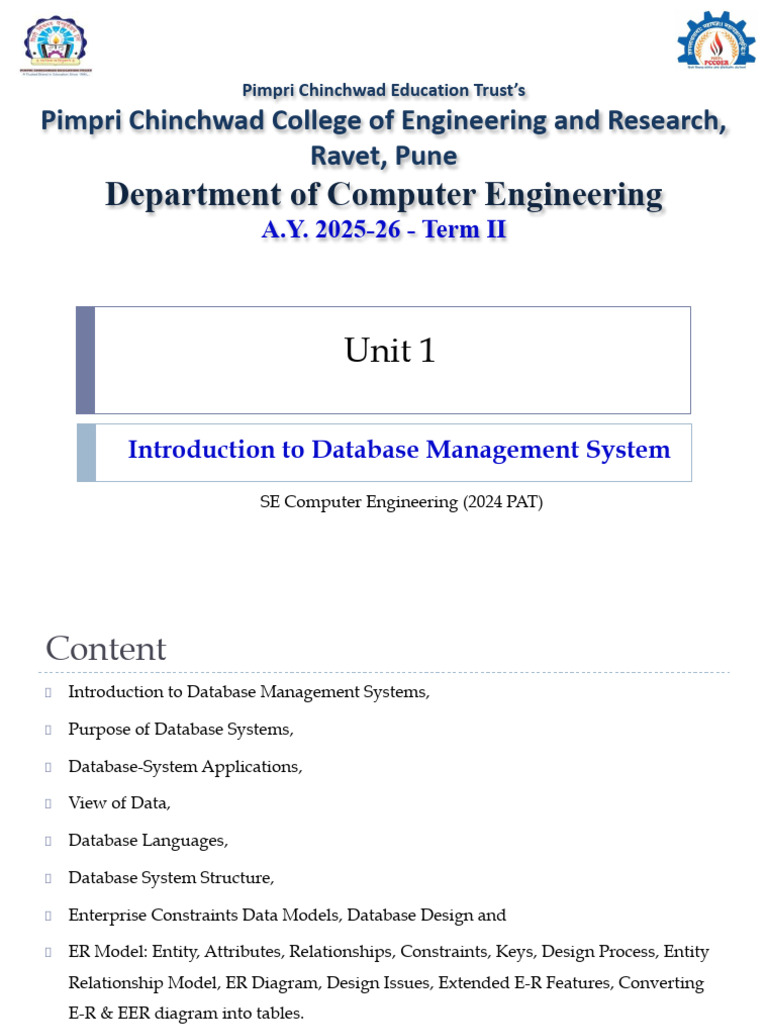 Unit I Dbms MNK | PDF | Databases | Data Model