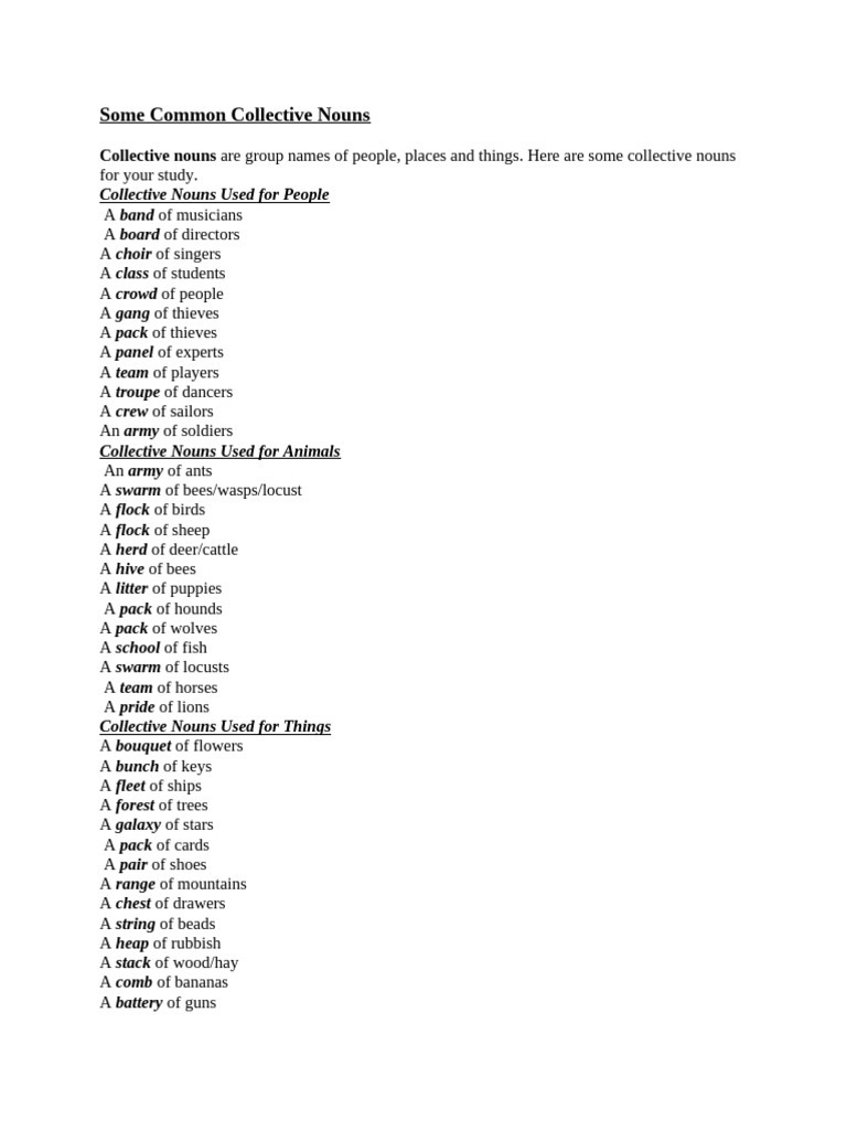 Collective Nouns | PDF