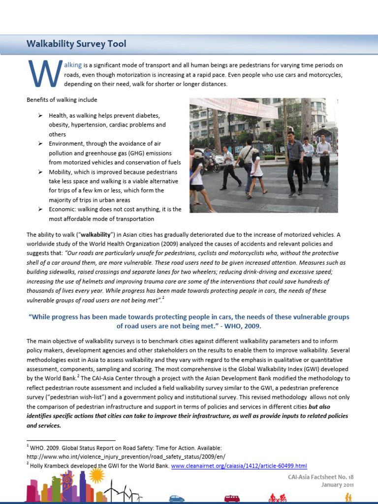 Walkability Survey Tool | PDF | Car | Road