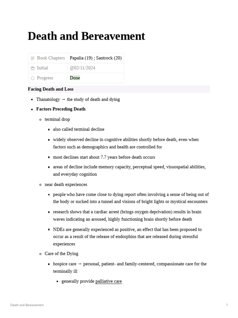 11 Death and Bereavement | PDF | Grief | Terminal Illness