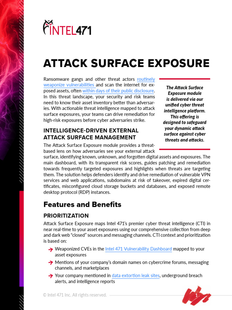 Attack Surface Exposure Data Sheet Intel 471 | PDF | Computer Security ...