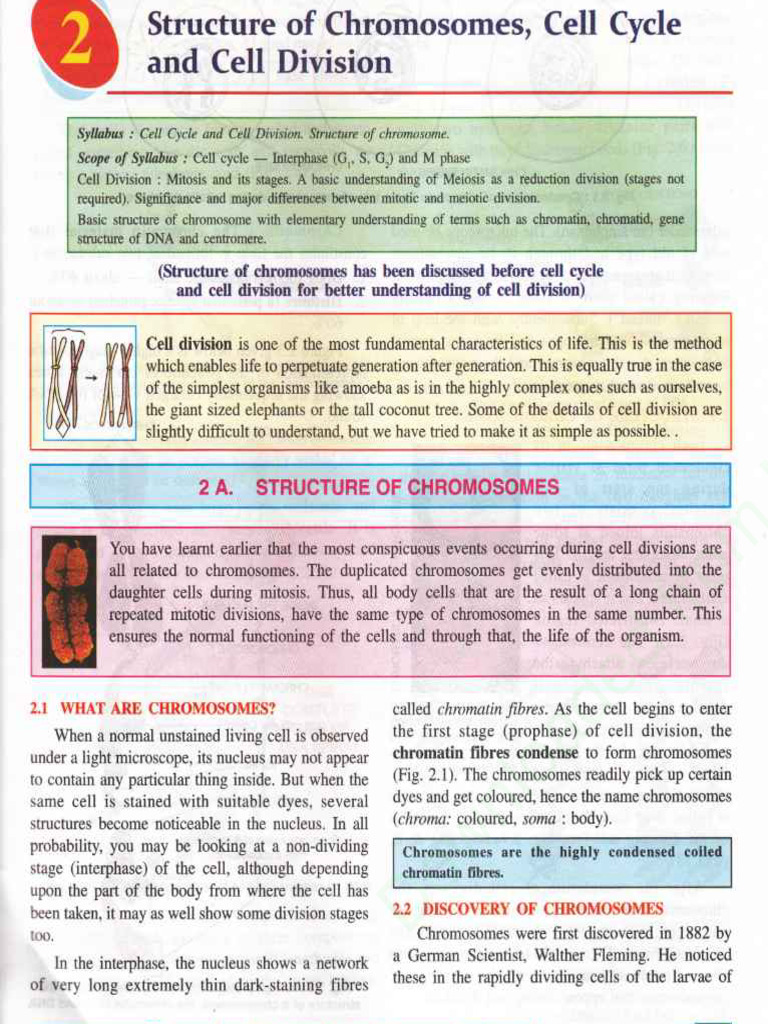 Class 10 Selina Biology Chapter 02 Structure of Chromosomes Cell Cycle ...