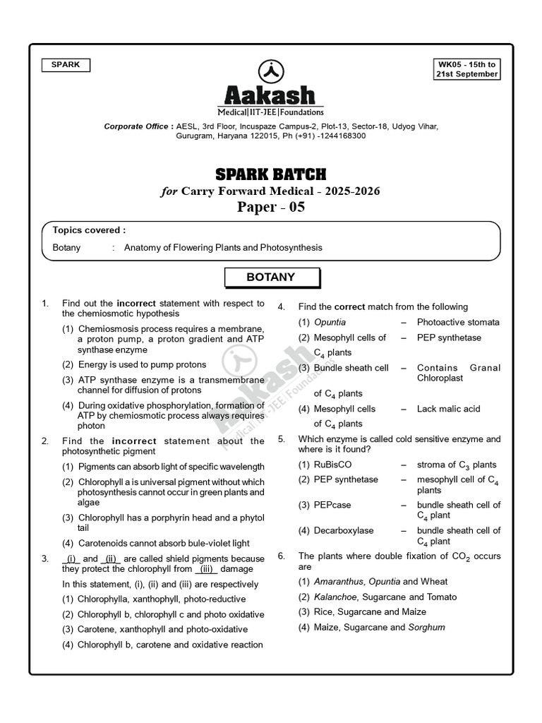 CF Spark Paper-05 (Botany) Final (15-9-Udjd | PDF | Plant Stem ...