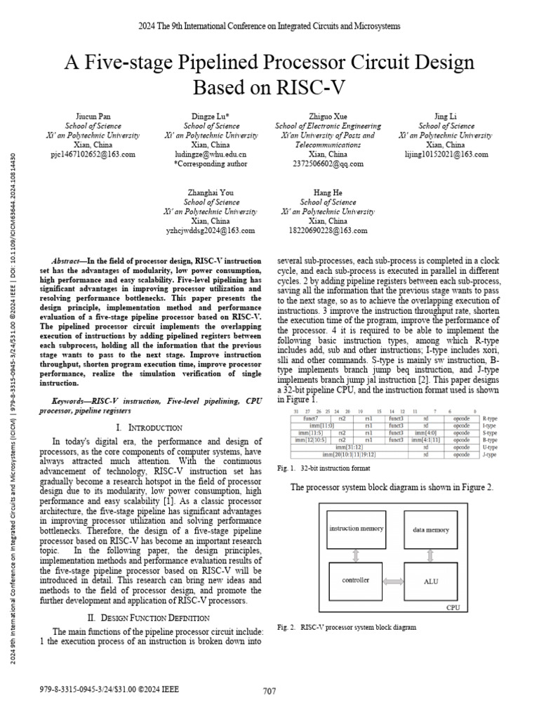 A Five-Stage Pipelined Processor Circuit Design Based On RISC-V | PDF ...