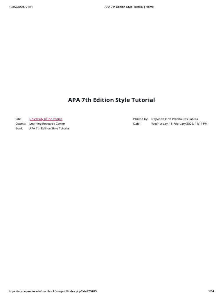 APA 7th Edition Style Tutorial - Home | PDF | Apa Style | Citation