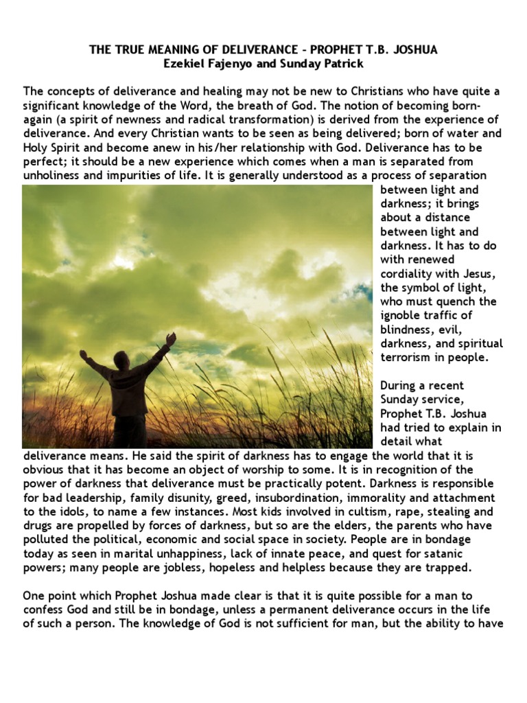 The True Meaning of Deliverance Prophet T.B. Joshua PDF Religious