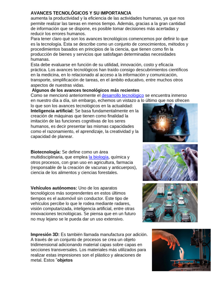 Avances Tecnológicos y Su Importancia | PDF | Inteligencia artificial ...