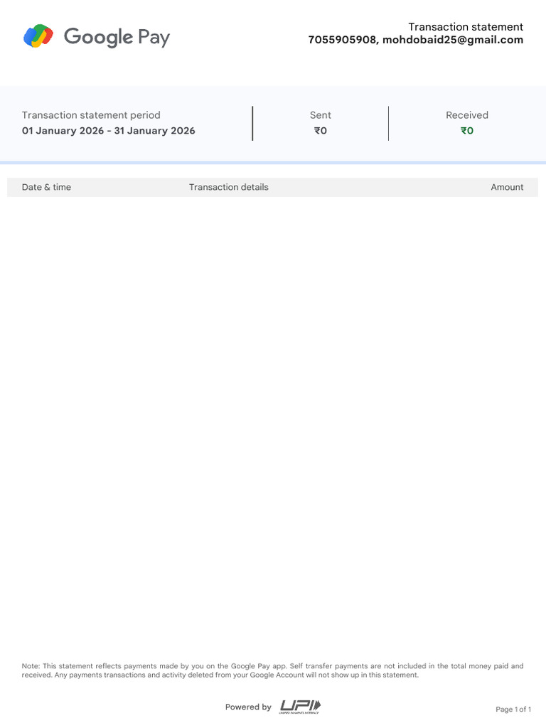 Gpay Statement 20260101 20260131 | PDF