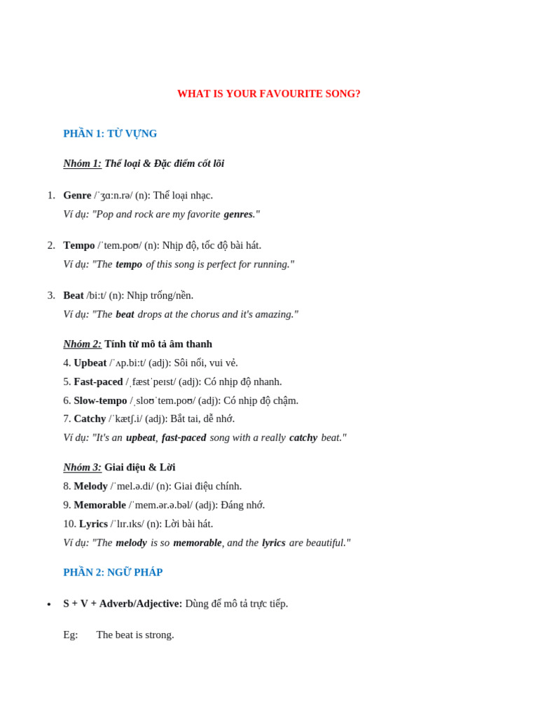 What Is Your Favourite Song | PDF