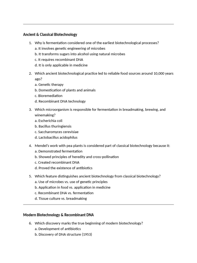 Biotech Concept - Applications Quiz | PDF | Molecular Cloning ...
